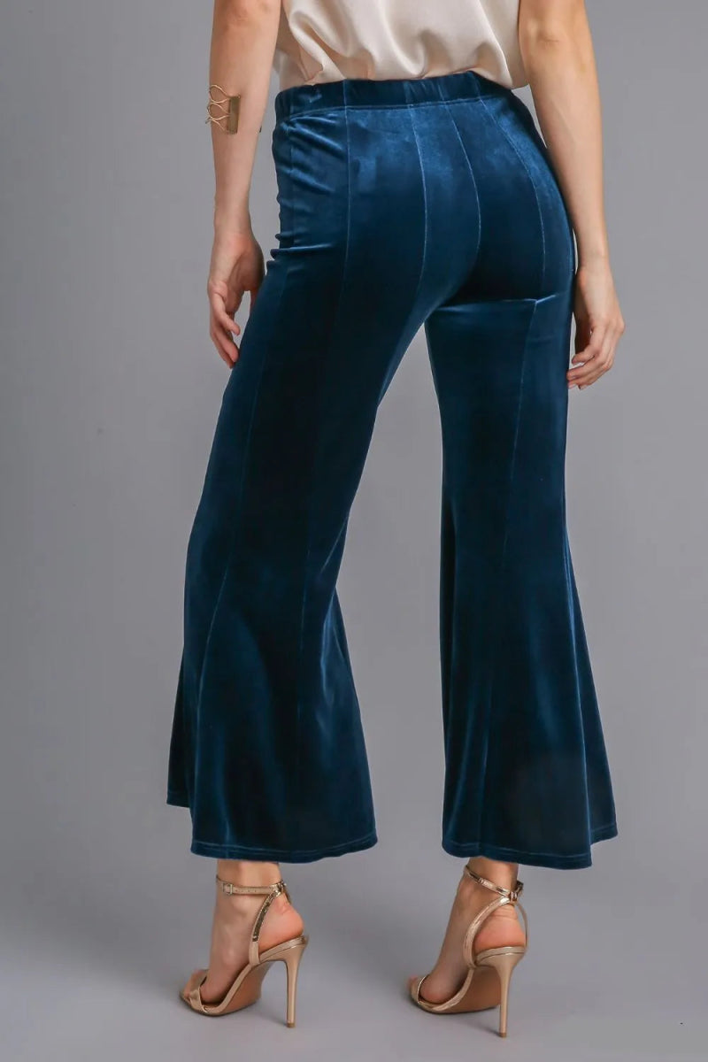 Umgee High Rise Elastic Waist Flare Pants for Women - Love Salve